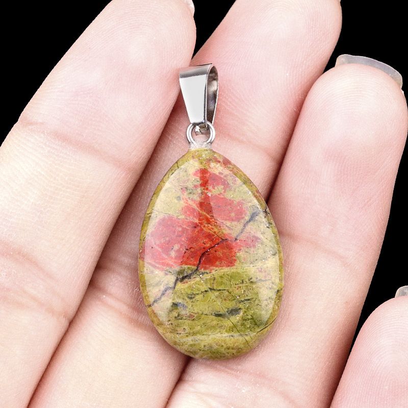 1743-16X24mm pedra de cristal natural ágata pingente de gota de água plana, pingente de pedra DIY acessórios de jóias