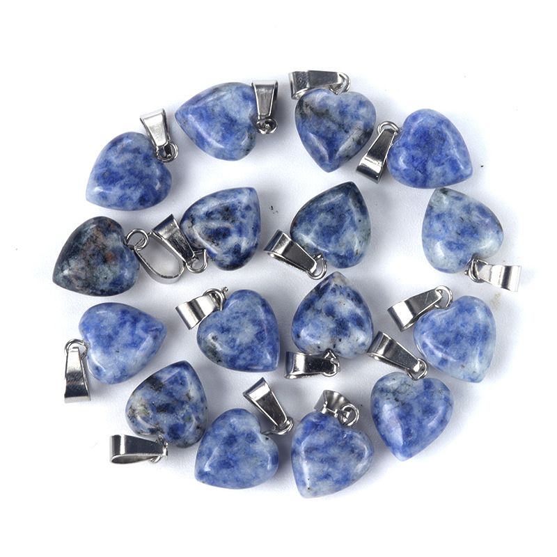 1676-13Mm pingente de amor, pingente de amor de pedra de cristal de ágata natural DIY colar em forma de coração acessórios de jóias