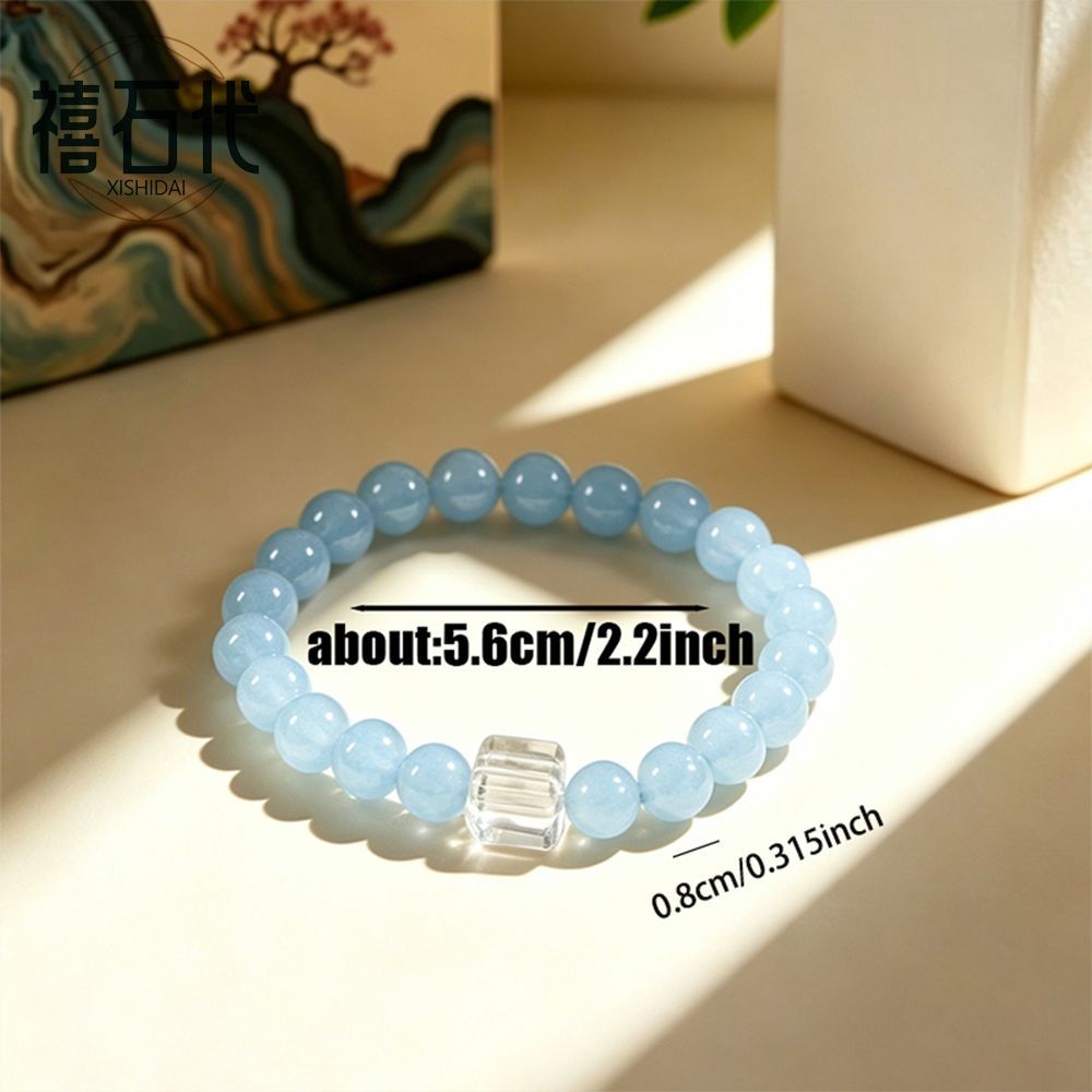 [Xishi Dai] Pulseira de cristal de cubo de açúcar azul claro natural é fresca e elegante