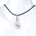 1691-Pingente de diamante com corte de pedra de cristal natural, colar de gota de água com corte de canto