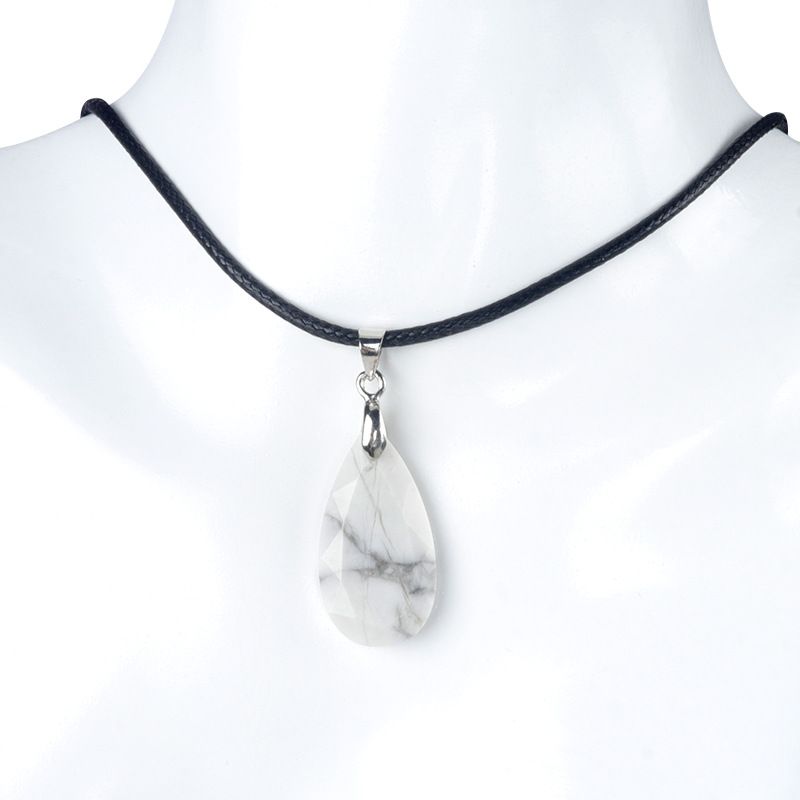 1691-Pingente de diamante com corte de pedra de cristal natural, colar de gota de água com corte de canto