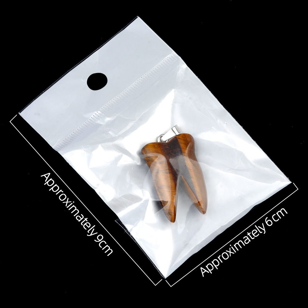 1919-32Mm pingente de dente de pedra de cristal natural de ágata colar DIY pingente de jóias material