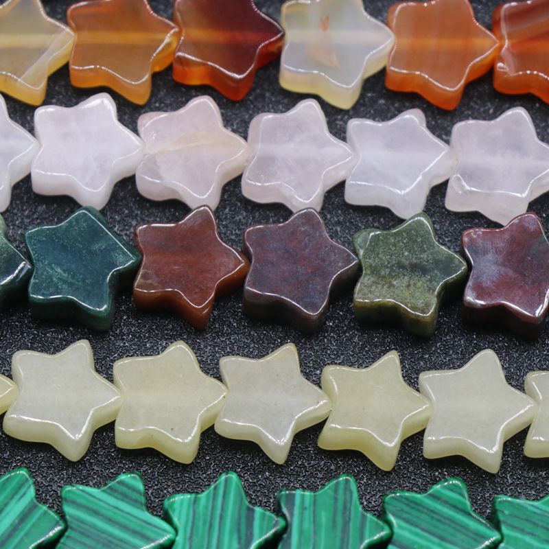 254-Cristal em pó estrela de cinco pontas, estrela de ágata contas soltas DIY pulseira de pedra natural artesanal brincos acessórios de jóias materiais