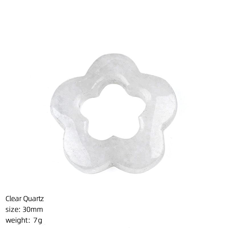 30Mm pingente de flor de cristal natural antigo DIY colar brincos pingente oco pedra áspera flor de ameixa acessórios de jóias