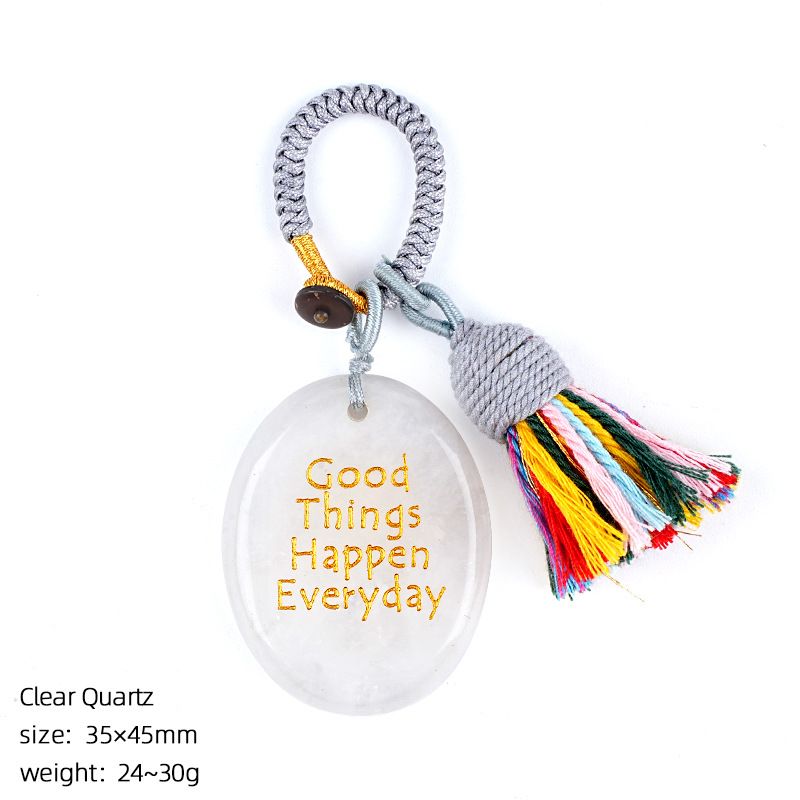 Chaveiro de pedra natural de palma de pedra DIY saco de corda trançada acessórios de carro pingente de pedra mindfulness cristal natural