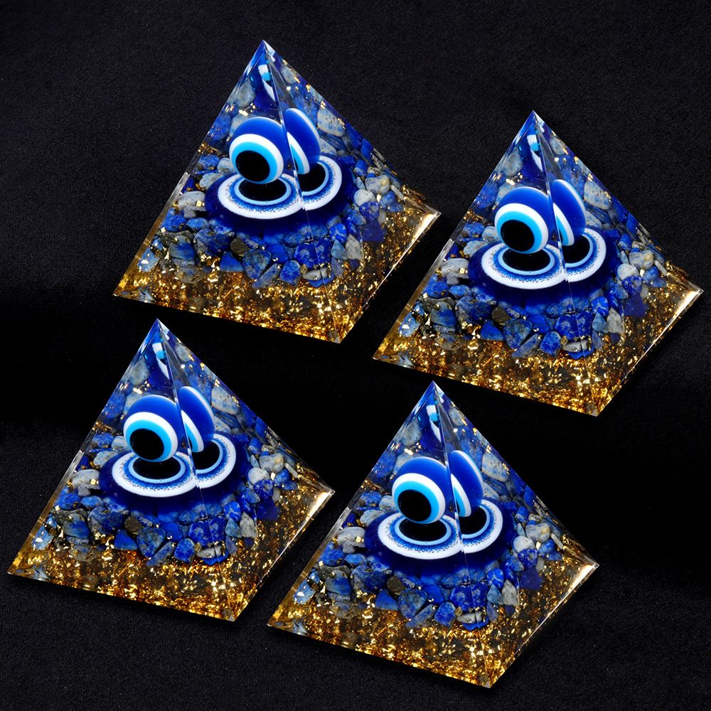 1908M1 Devil 's Eye Lapis 6cm Pyramid, Eye Pyramid Cristal Energia