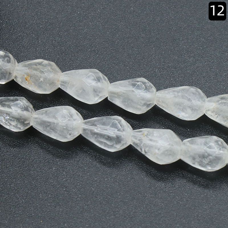 1371-7X10mm seção de gota de água de buraco reto, gota de água de pedra de ágata de cristal natural