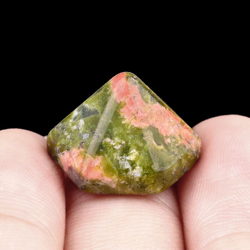 2098-Pedra semipreciosa de ĂĄgata de cristal rosa anel de pirĂ ˘ mide de seis lados pedra natural