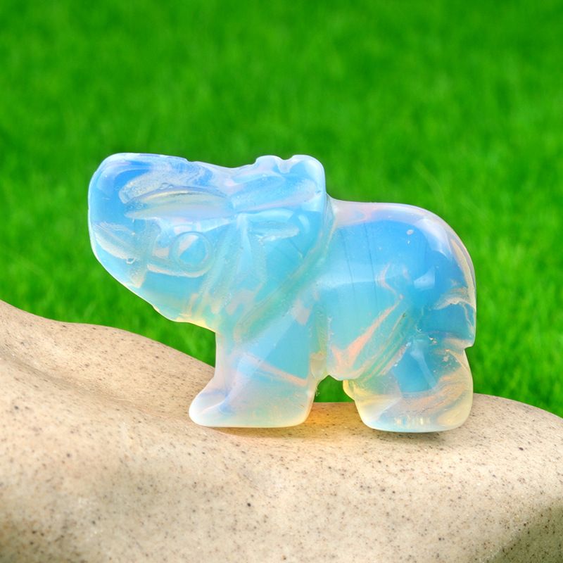 1 polegada escultura animal elefante, pó natural cristal ágata jade escultura animal elefante artesanato ornamento transfronteiriço