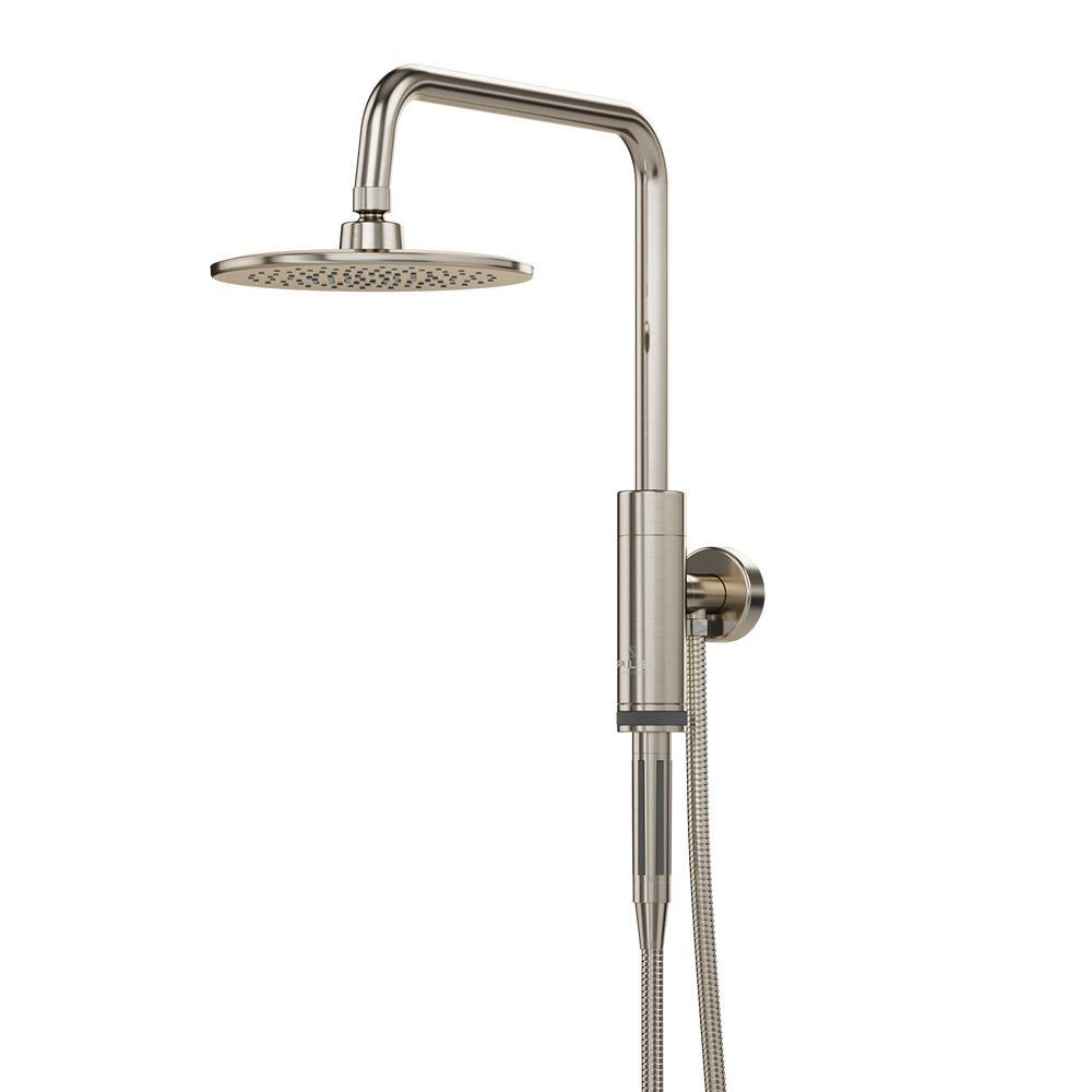 1-spray 8 in. Dual Shower Head and Handheld Shower Head with Low Flow in Brushed-Nickel