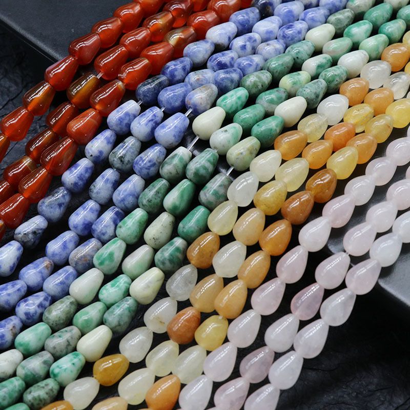 Ágata de cristal natural pedra semi-preciosa 7 * 9 gota de água contas soltas brincos de colar de mão DIY acessórios de material de jóias