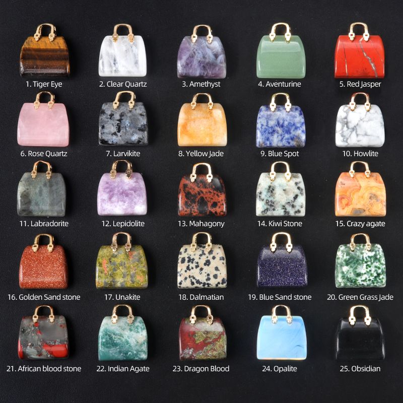 1710-Mini bolsa de pedra de cristal natural, pingente de ametista ins decoração de cristal em pó de vento criatividade