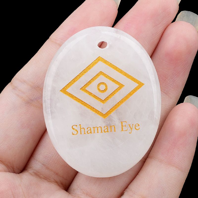 2335-Pingente de letras de pedra de palma de pedra de cristal natural Shaman Eye