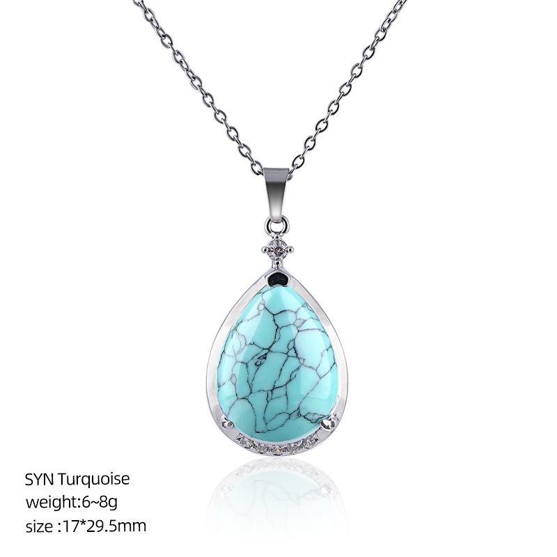 Pingente de gota de água de cristal natural popular com corrente de clavícula incrustada de cobre diamante colar de gota de água de ametista natural