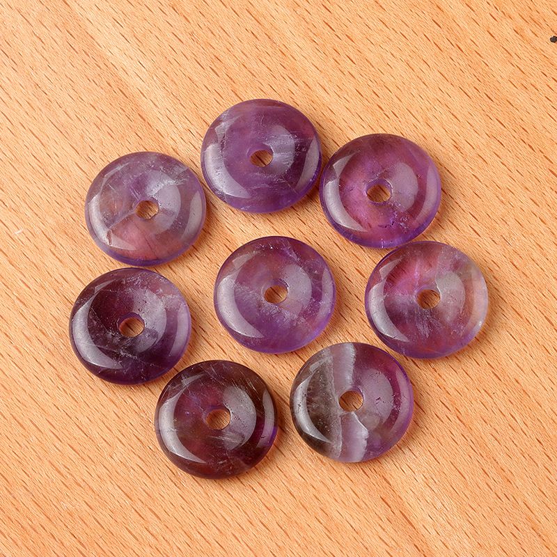 1641-12 ~ 16mm fivela de segurança, pingente de donut de pedra de ágata de cristal, anel de furo grande acessórios de jóias DIY