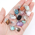 Pingente de pedra áspera de cristal natural brincos DIY colar gancho de cabelo galvanoplastia irregular acessórios de jóias de pedra natural