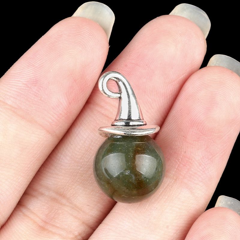 1984-12Mm pingente de chapéu de mago de ametista, chapéu de bruxa de ágata de halloween acessórios de DIY materiais