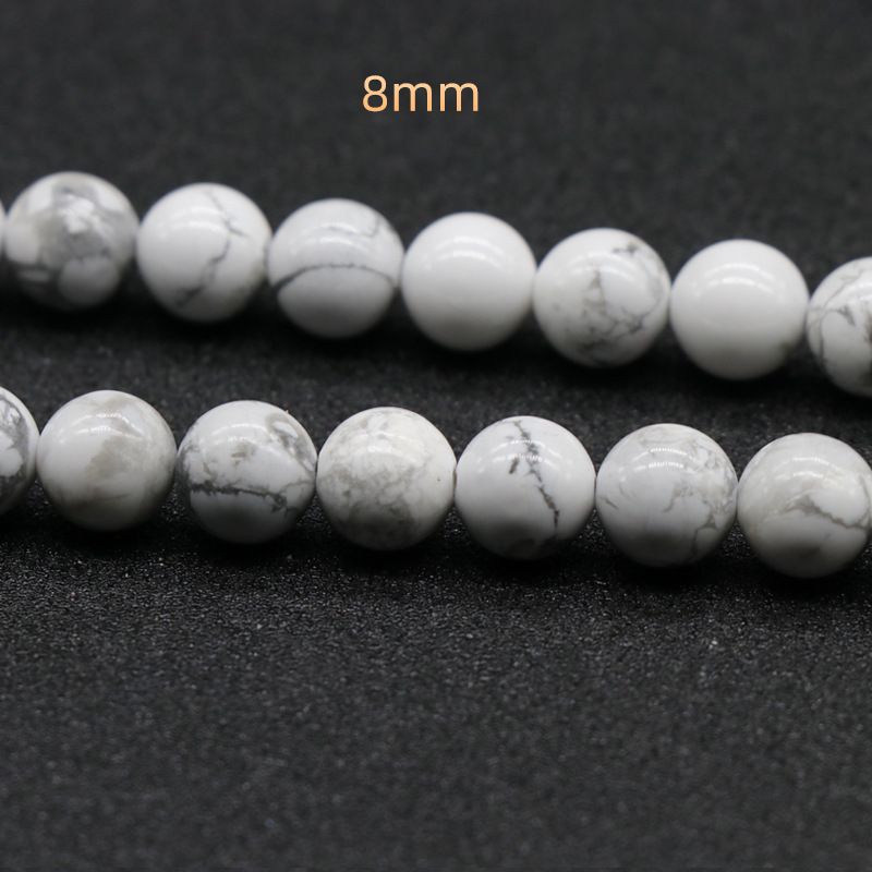 220-Howlite White Pine Miçangas Redondas Grânulos Soltos 4-12mmdiy Pedra Frisada Acessórios Jóias Atacado Pedra Natural