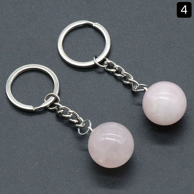 Chaveiro de bola redonda de 1402-20Mm, bolsa de pedra de olho de tigre de ágata de cristal rosa natural, joias de pingente de bola pequena.