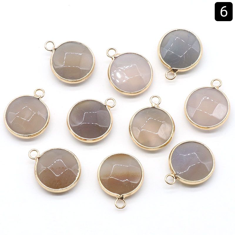 1381-Pingente de seção redonda com bainha de cristal natural pendurado único pingente redondo de pulseira DIY colar material de jóias