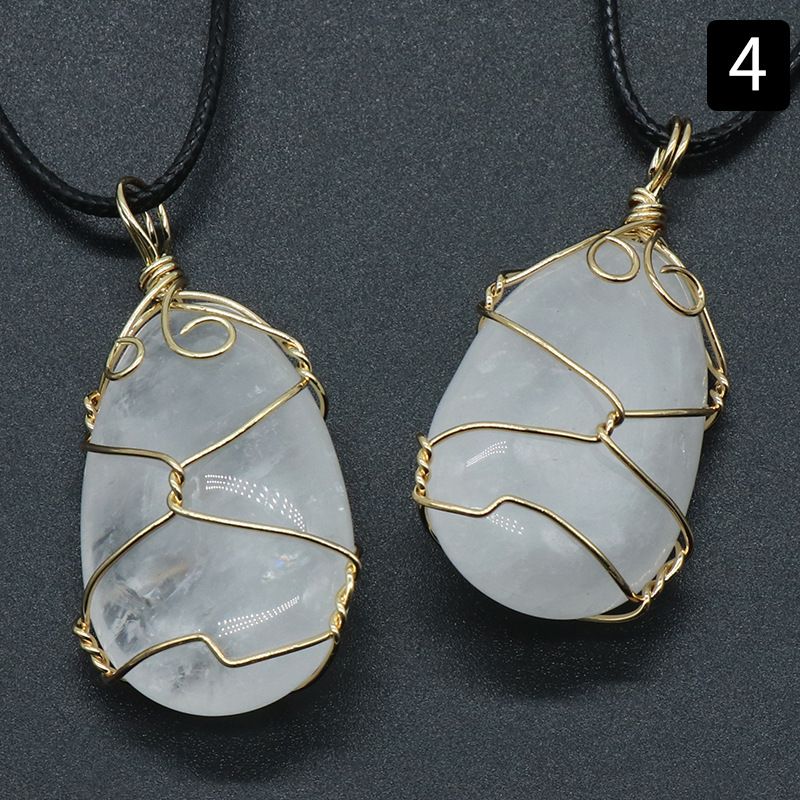 Ágata de cristal natural, pedra semipreciosa, pingente de enrolamento de gota de água, jade Dongling de cristal em pó, colar de pedra olho de tigre.