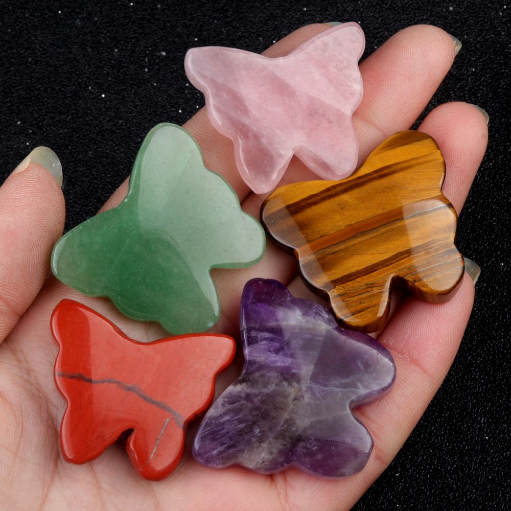1792 - 30 × 35 mm grande borboleta não porosa, pedra de ágata de cristal natural, borboleta esculpida enfeite de mesa para casa