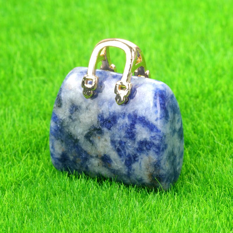 1710-Mini bolsa de pedra de cristal natural, pingente de ametista ins decoração de cristal em pó de vento criatividade