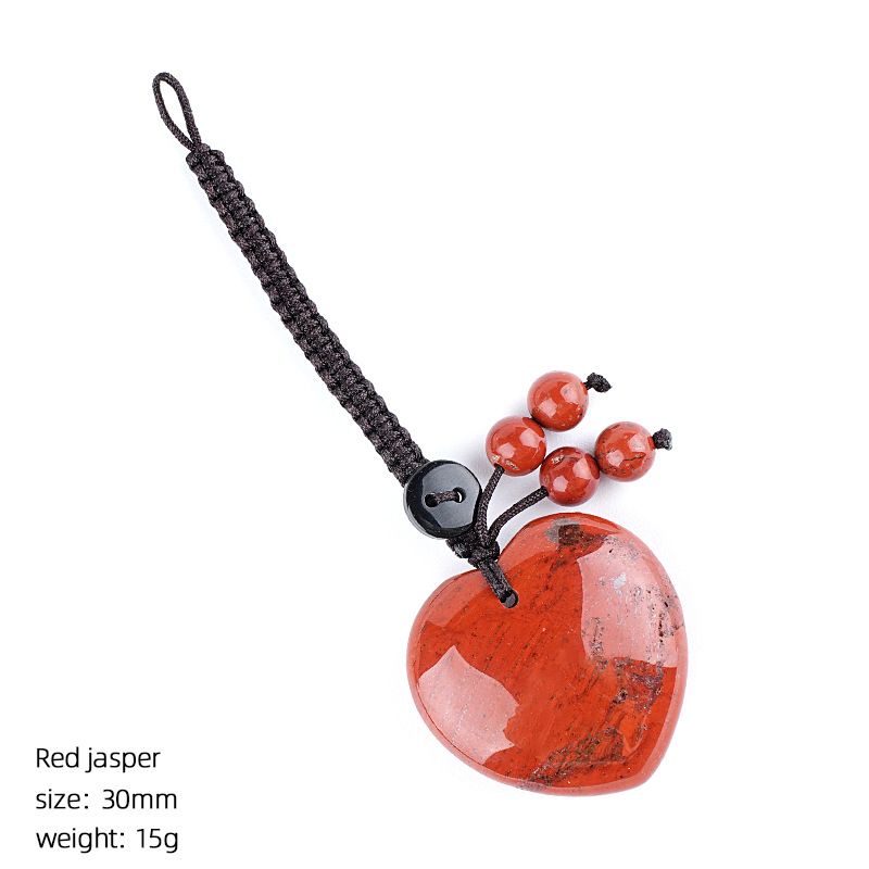 Pingente de cristal natural do amor do chaveiro tecido 30mm coração em forma de pedra natural amor bonito saco pingente