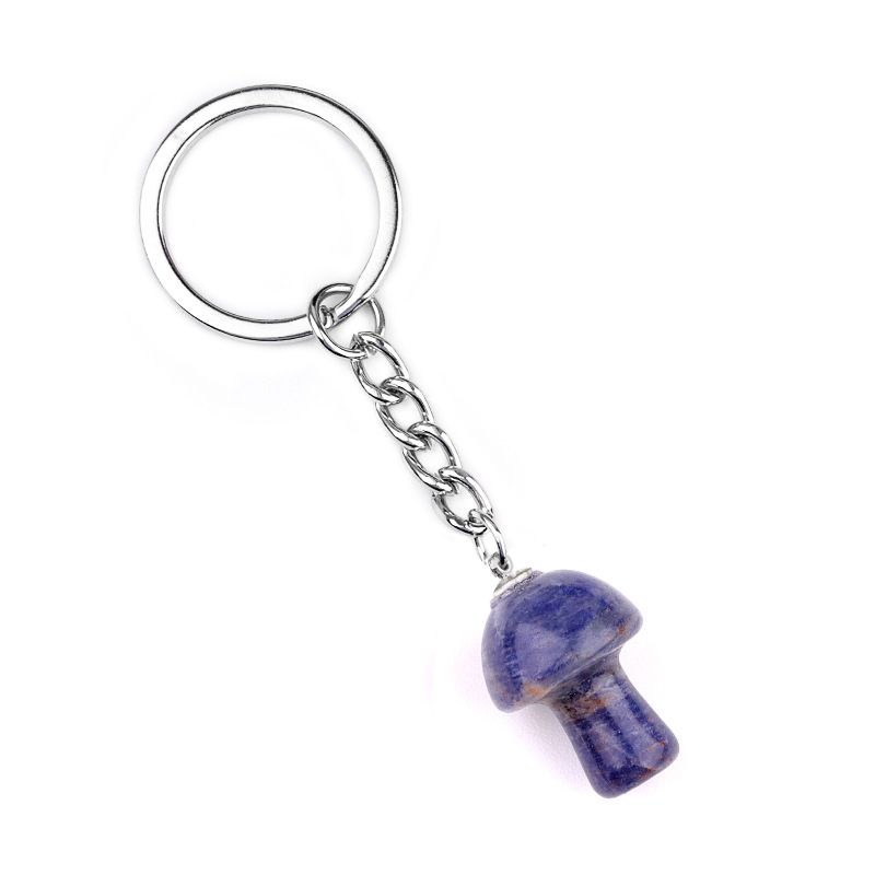 1324-Pedra de cristal natural de ágata 2cm pequeno cogumelo chaveiro pingente bonito saco de jóias pingente pequeno presente