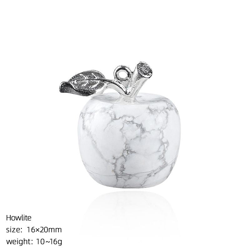 Maçã de cristal natural de 20Mm, colar artesanal de presente de Natal de véspera de Natal, pingente de maçã pequena de pedra natural.