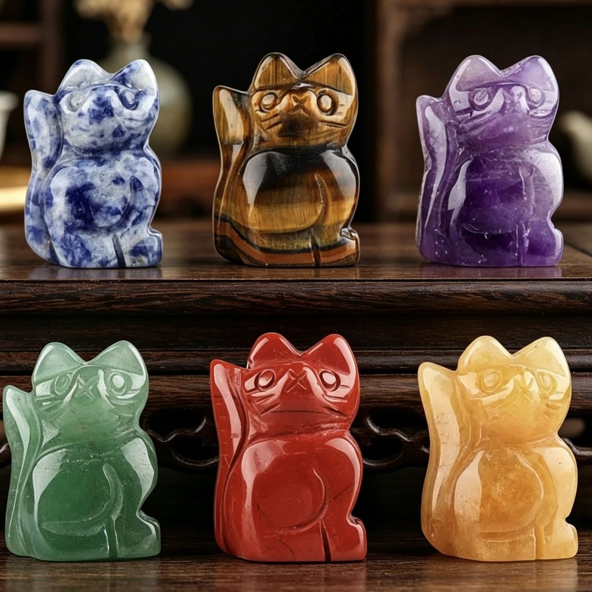 1 polegada ornamento de gatinho de pedra semipreciosa esculpido à mão ametista gato criativo enfeite de mesa