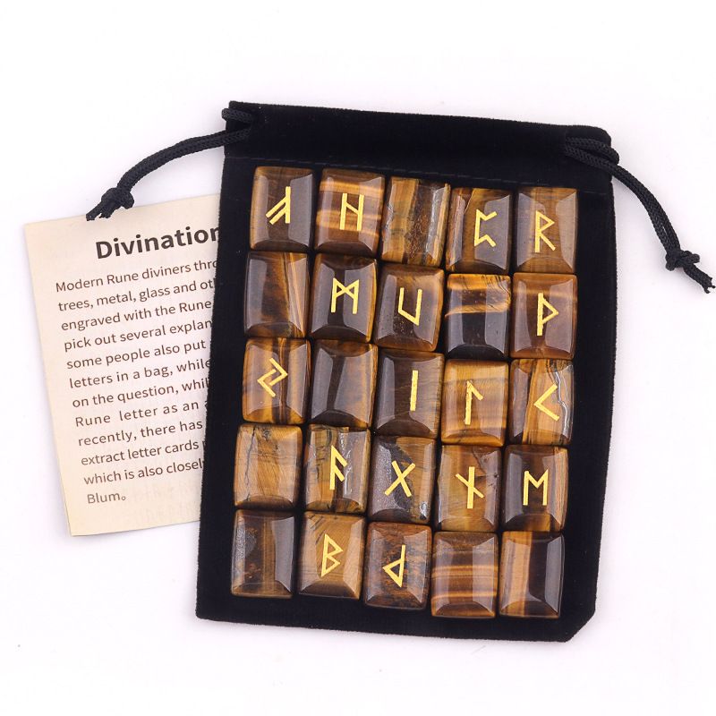2198-Luhn Rune Gravura Pedra Ametista Natural Olho de Tigre Ágata Vermelha Luhn Rune Runas