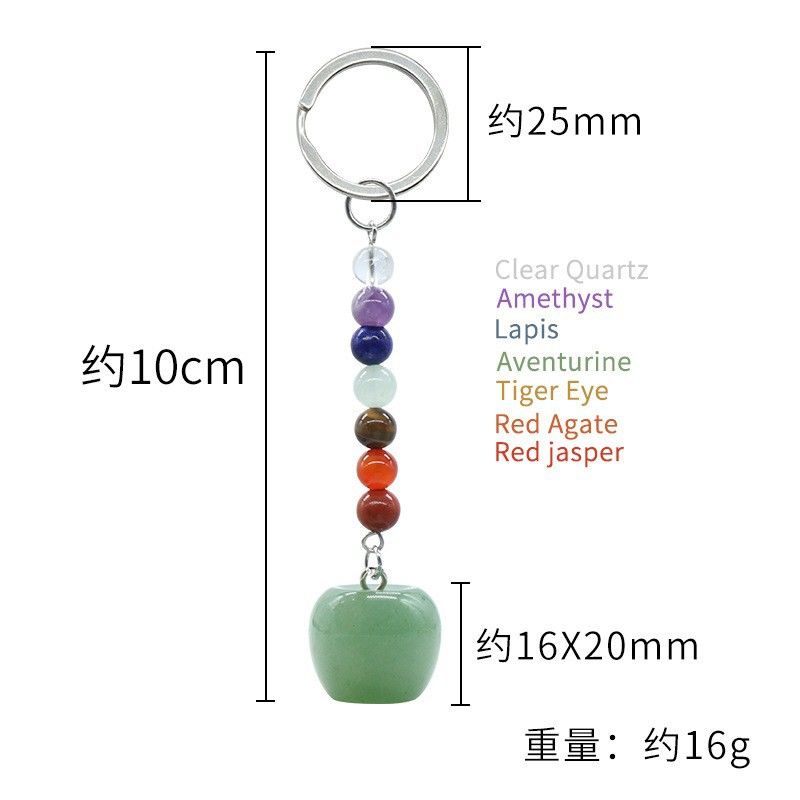 1478-Pequeno Chaveiro de Maçã Cristal Natural Pedra Colorida Pingente De Maçã De 20mm, Decoração De Véspera De Natal