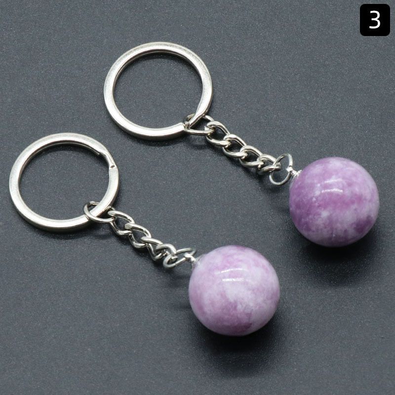 Chaveiro de bola redonda de 1402-20Mm, bolsa de pedra de olho de tigre de ágata de cristal rosa natural, joias de pingente de bola pequena.
