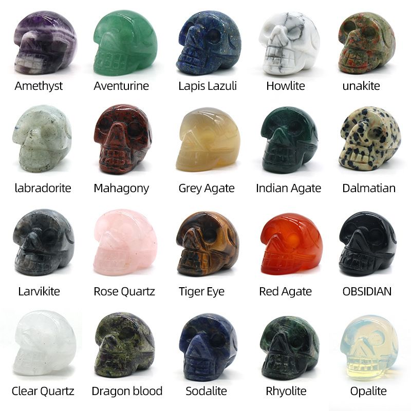 1554-25Mm Crânio de Ágata de Cristal Natural Esculpido Fantasma Cabeça Cerca De 1 Polegada Crânio Pequeno Ornamento De Halloween