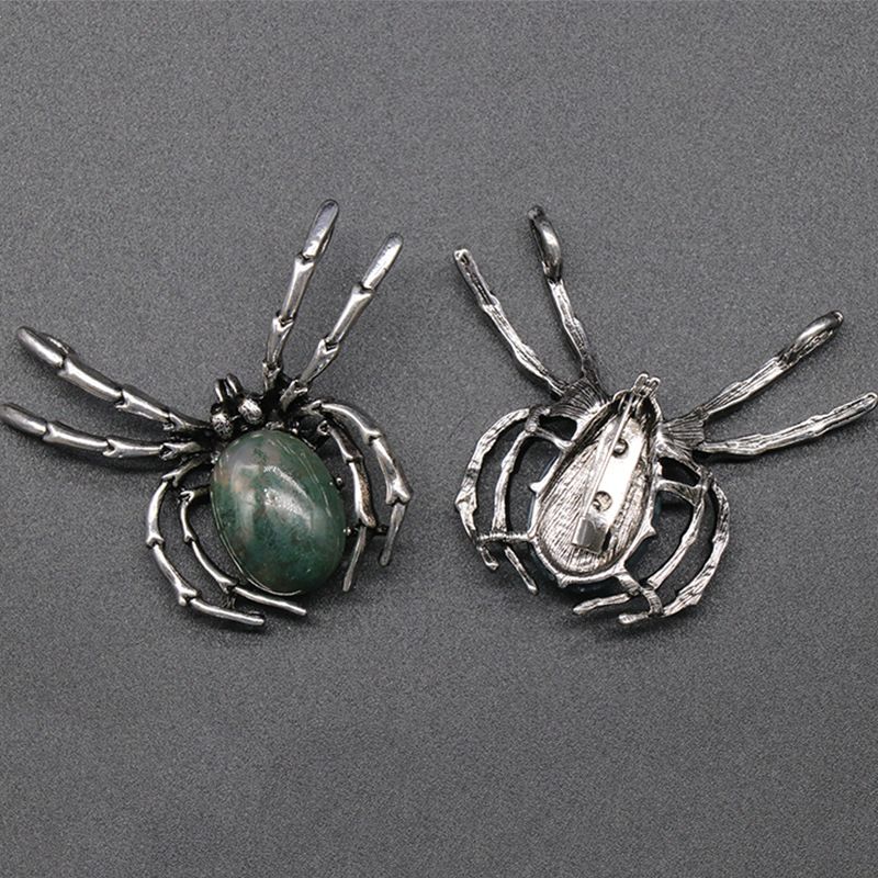 1585 Um pingente de broche de gema broche de aranha de cristal liga de ágata incrustada pingente de pedra preciosa