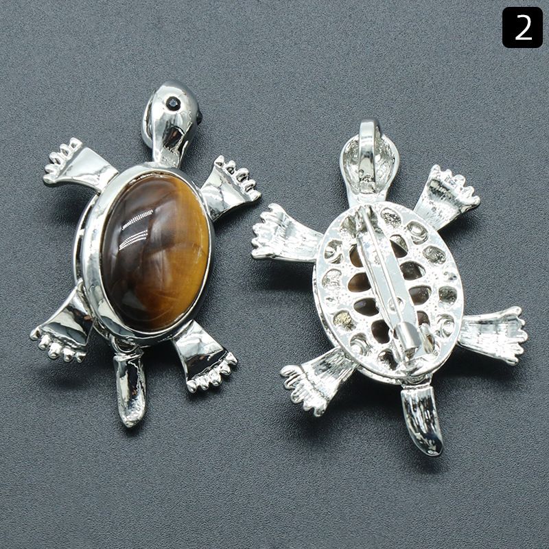 Pingente de broche de tartaruga 1558, acessórios de colar de pingente de pedra preciosa incrustada em liga de cristal natural