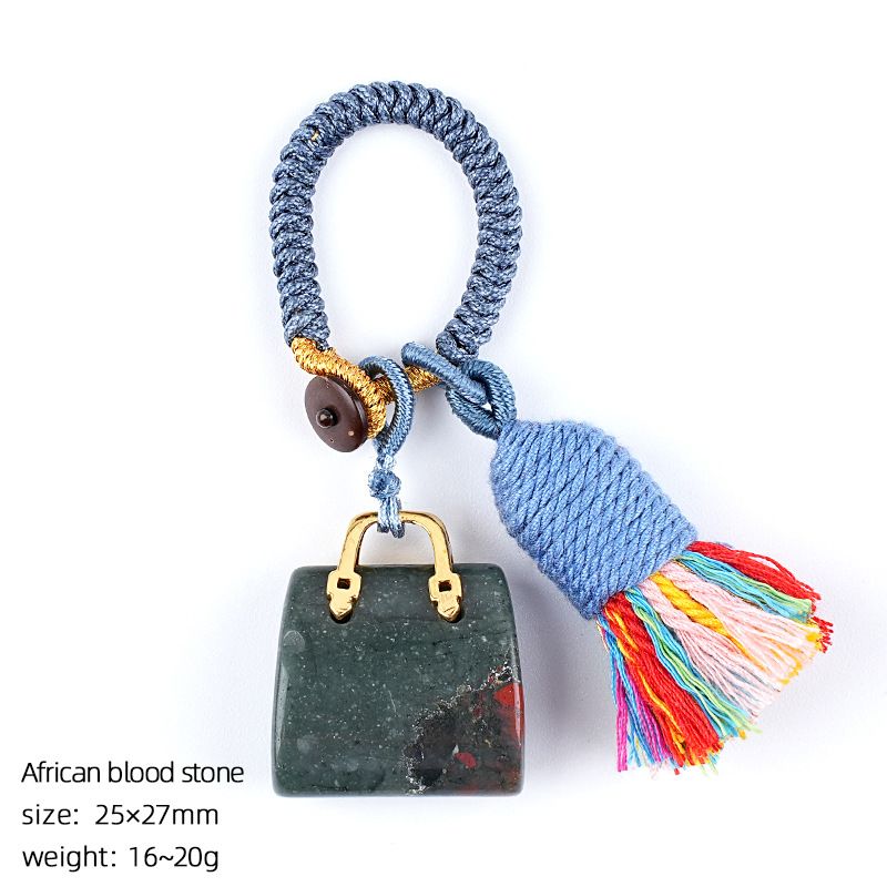 2485 Pedra natural semi-preciosa saco chaveiro criativo mão-tecido carro roupas acessórios cristal ágata pingente