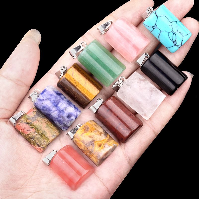 1819-16X24mm cristal ágata jade pingente semicilíndrico, pingente retangular em forma de pão DIY acessórios de jóias