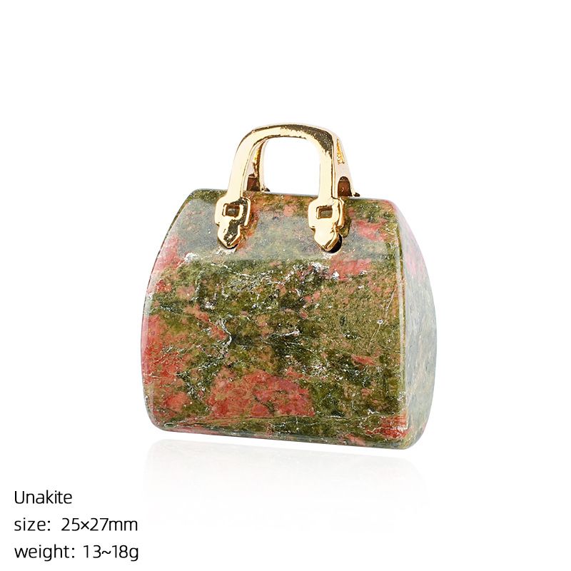 Pingente de saco de ágata de jade natural transfronteiriço paisagismo criativo colar DIY gravura cristal mini bolsa ornamento
