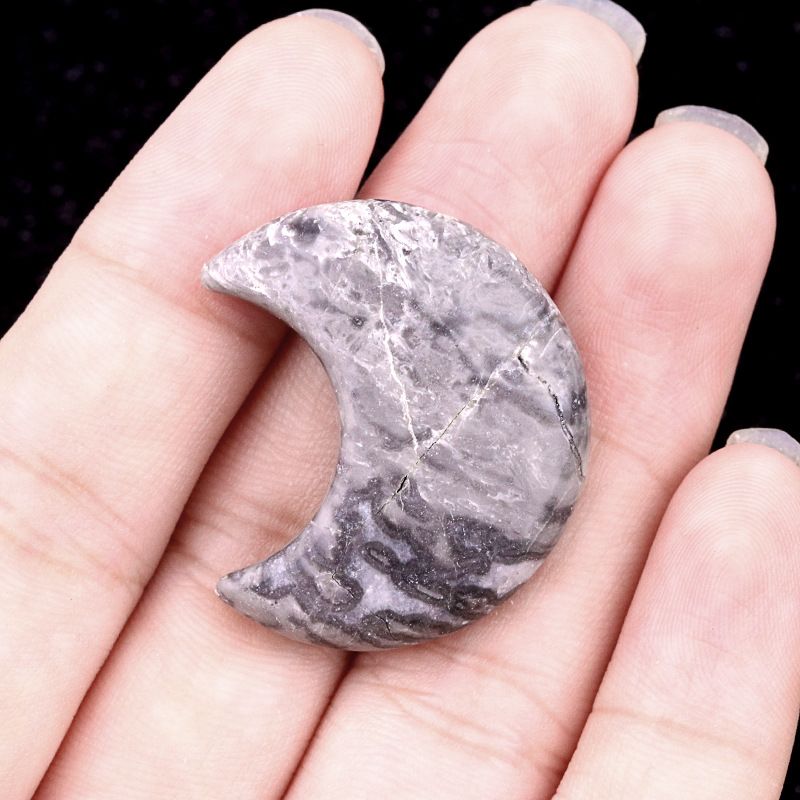 1602-30Mm lua, forma crescente de pedra de ágata de cristal natural DIY lua não porosa acessórios material
