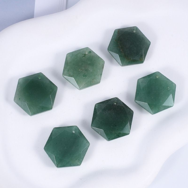 Acessórios de pingente de hexagrama de cristal natural Agate perfurado corte geométrico grande satélite colar de pedra