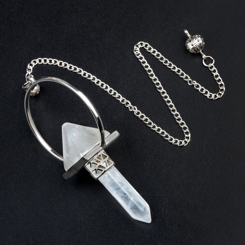 1925-Pingente de pêndulo hexagonal de pilar de cristal branco, pingente de pêndulo amplificador