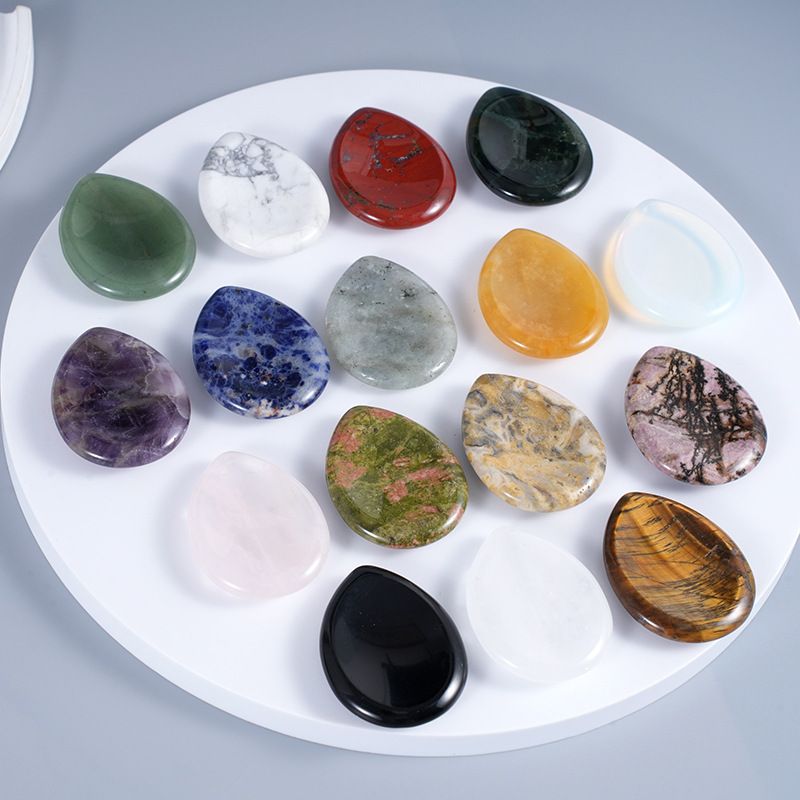 Água gota descompressão palma pedra cristal natural ágata ranhura polegar pressione alça esquecer preocupação pedra