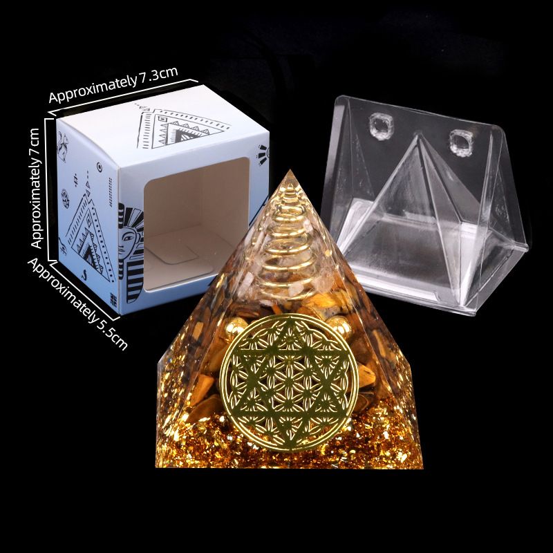 2162-Ágata de cristal 5cm de cascalho pirâmide Resina epóxi escritório doméstico ornamento de mesa artesanato