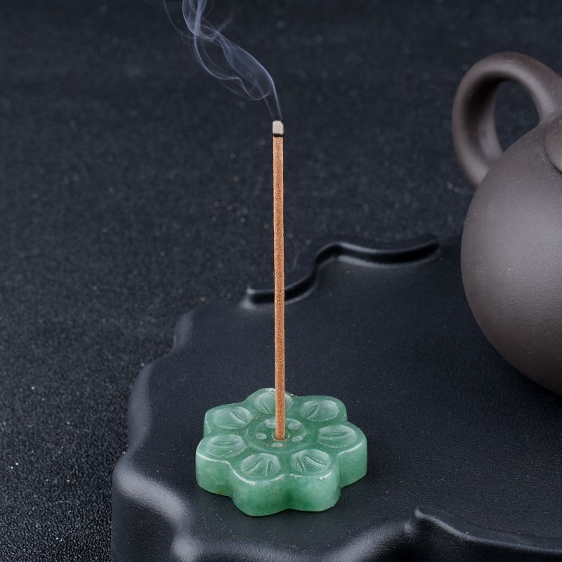 Inserção de incenso de lótus de cristal natural cabeça de pedra semipreciosa, base de suporte de incenso de arame, inserção de queimador de incenso de pedra de olho de tigre de 30 mm