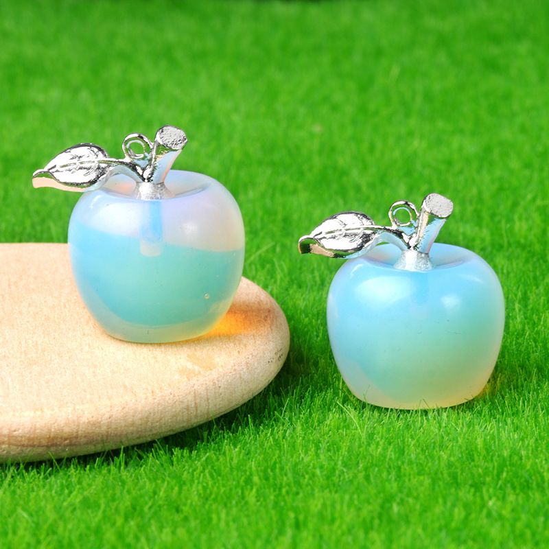 1718-Mini Pingente de Maçã de Cristal Natural Pingente de Maçã Pequeno, Véspera de Natal