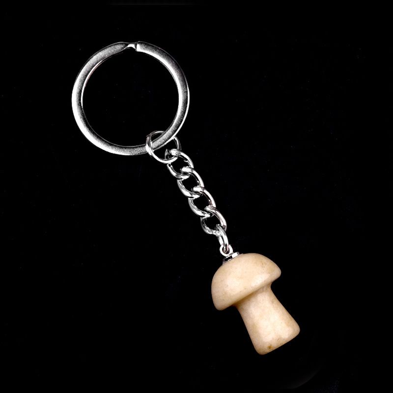 1324-Pedra de cristal natural de ágata 2cm pequeno cogumelo chaveiro pingente bonito saco de jóias pingente pequeno presente