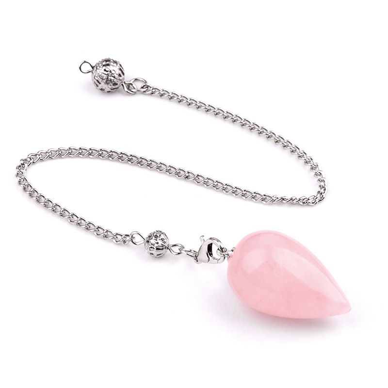 2150 Pingente de pêndulo de cristal natural em forma de gota meditação de ioga vintage pedra semipreciosa com pêndulo de ametista de corrente