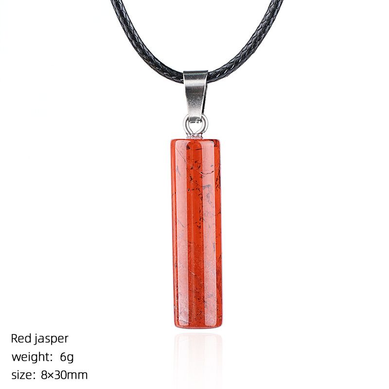 Colar cilíndrico de cristal natural 30Mm transfronteiriço europeu e americano estilo simples ágata escultura em pedra bruta pingente cilíndrico de pedra preciosa